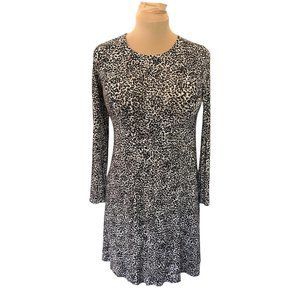 Old Navy  Animal print. Long Sleeve Dress XS Tall Black Beige Knee length.   502